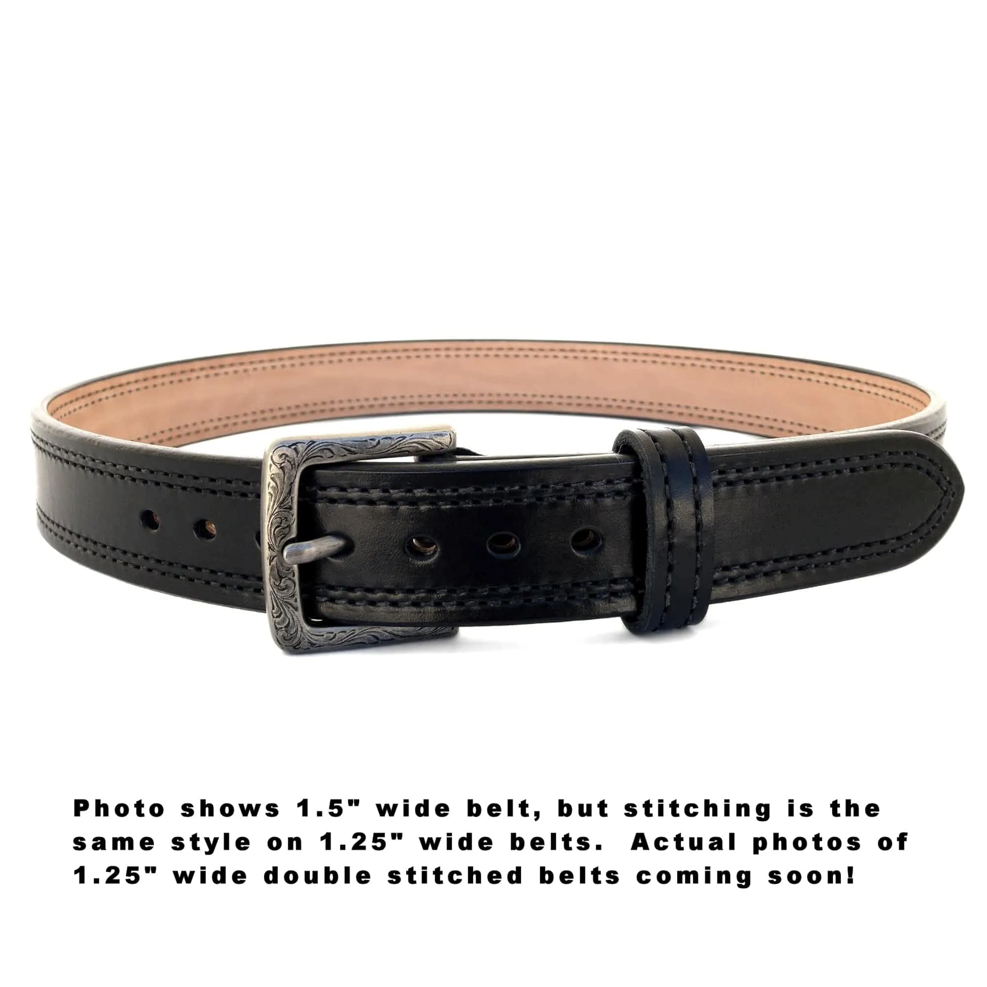 1.25" Wide DOUBLE STITCHED Dual-Layer Bullhide Gun Belt