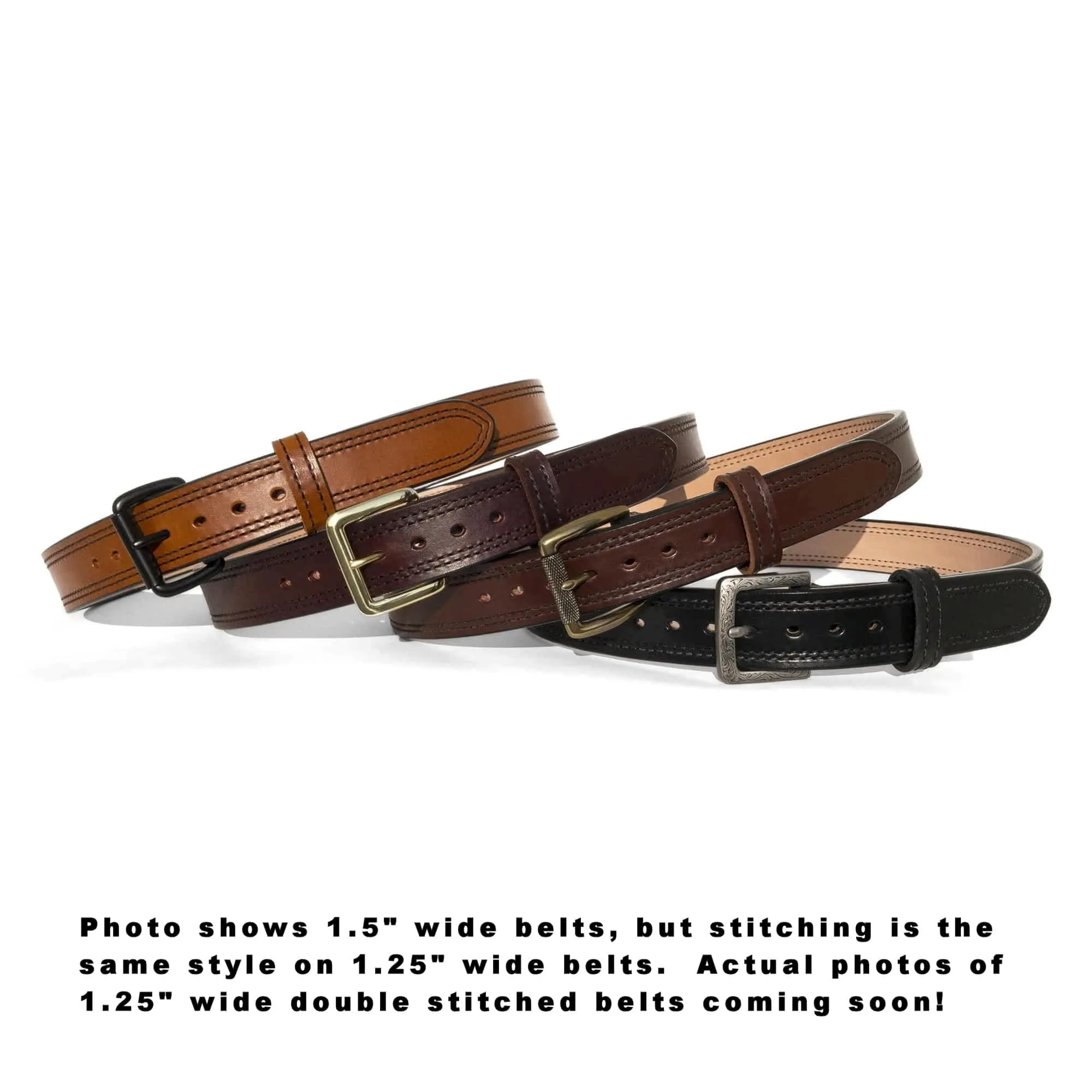 1.25" Wide DOUBLE STITCHED Dual-Layer Bullhide Gun Belt