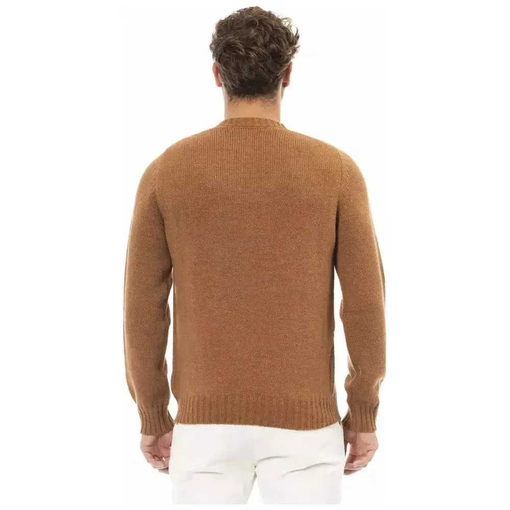 Alpha Studio Beige Alpaca Men Sweater