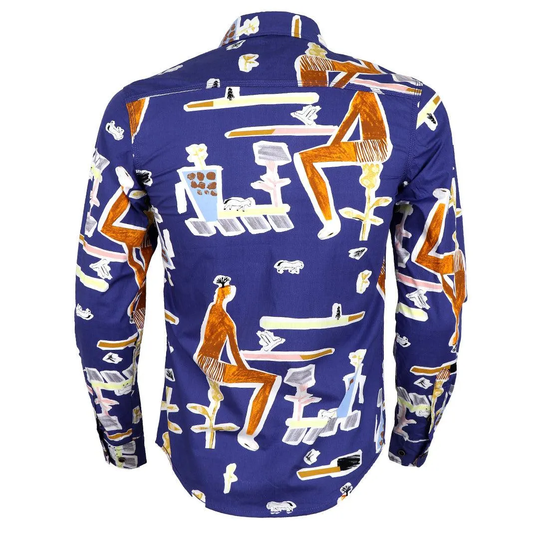 Badgley High Definition Styled Long Sleeve Shirt- Blue