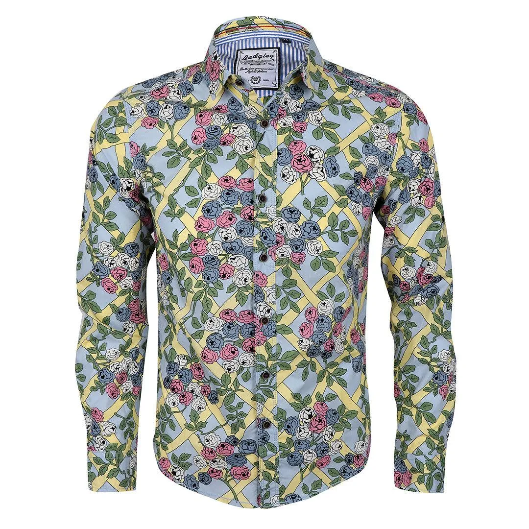 Badgley Rich Closet Floral Print Long Sleeve Shirt