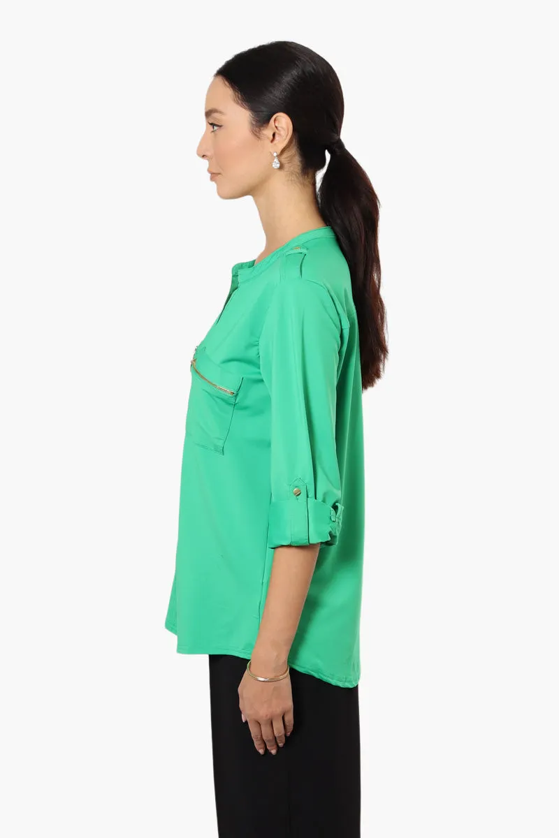 Beechers Brook Zip Pocket Roll Up Sleeve Shirt - Green