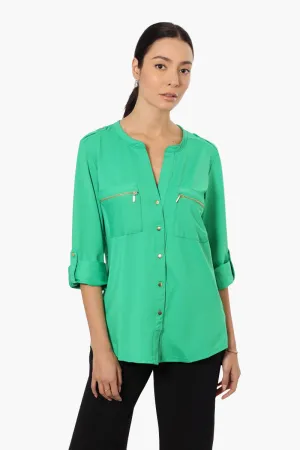 Beechers Brook Zip Pocket Roll Up Sleeve Shirt - Green