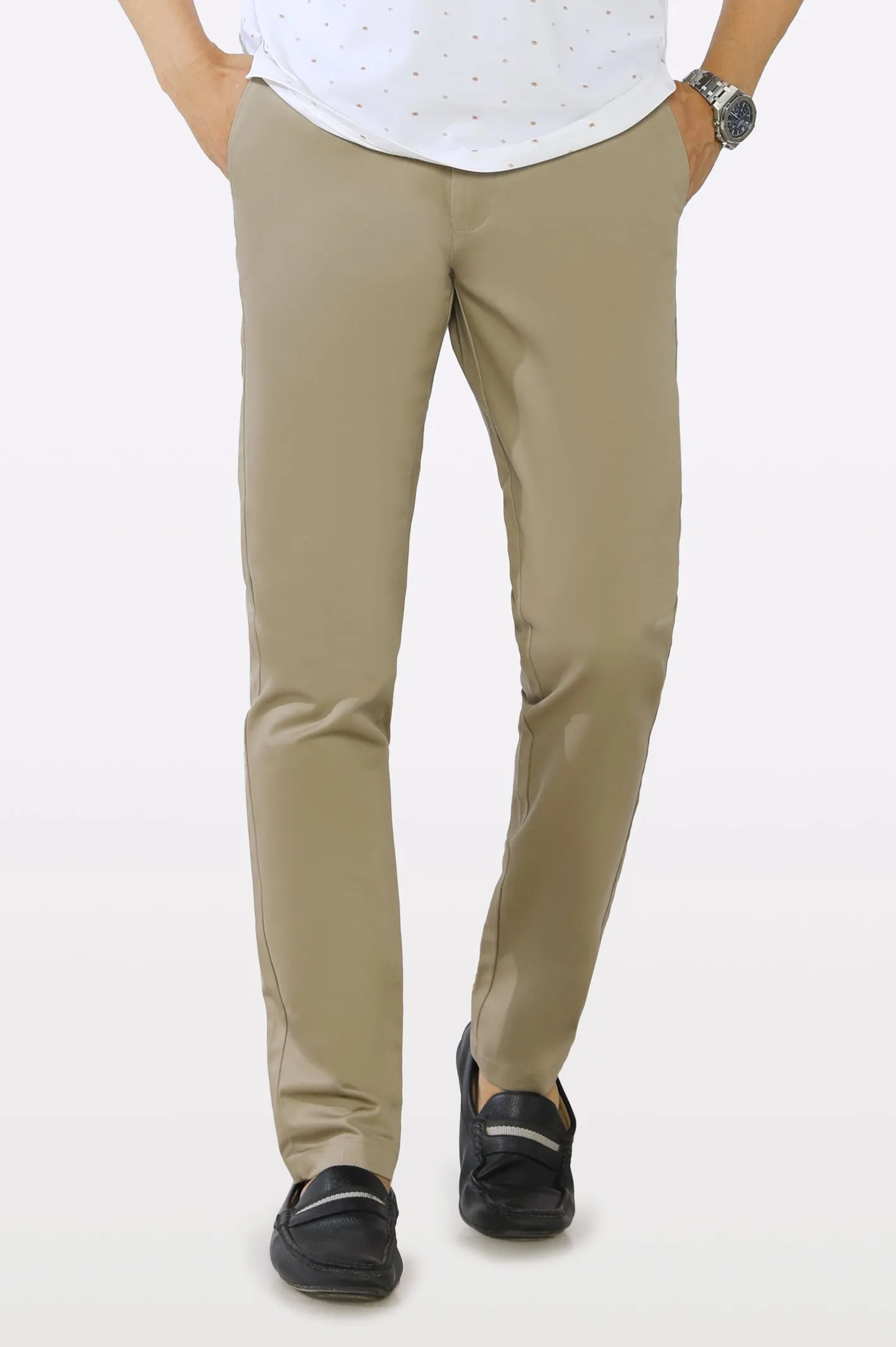 Beige Smart Fit Cotton Chino