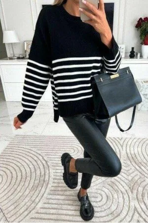 Bella Crew Neck Striped Knitwear Jumper