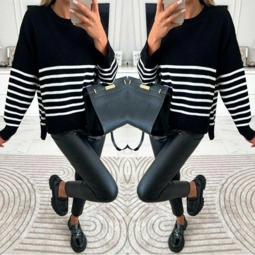 Bella Crew Neck Striped Knitwear Jumper