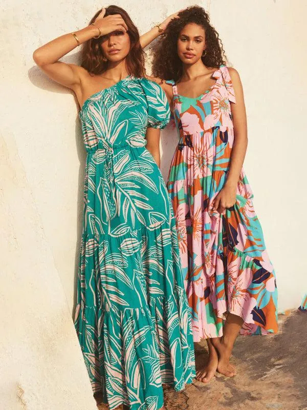 Bohemian Floral Off-Shoulder Maxi Dress - Stylish Holiday Ensemble