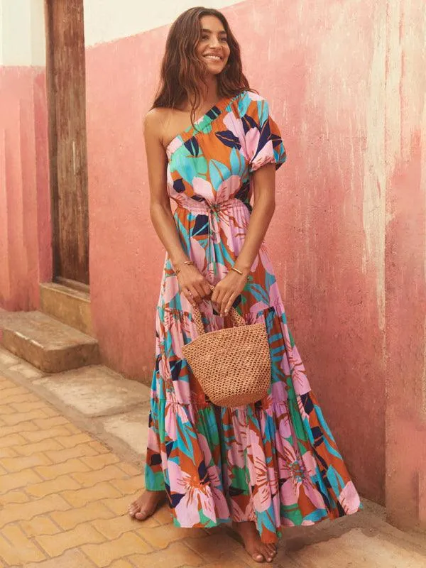 Bohemian Floral Off-Shoulder Maxi Dress - Stylish Holiday Ensemble