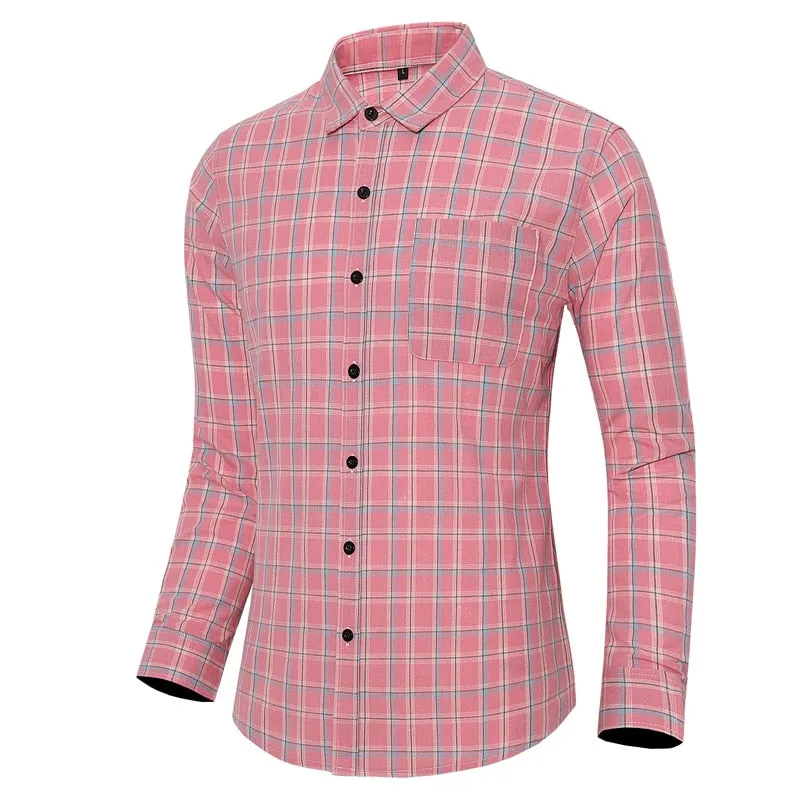 BWG Men's Fashion Classic Trendy Business Casual Long Sleeves Plaid Dress Shirt