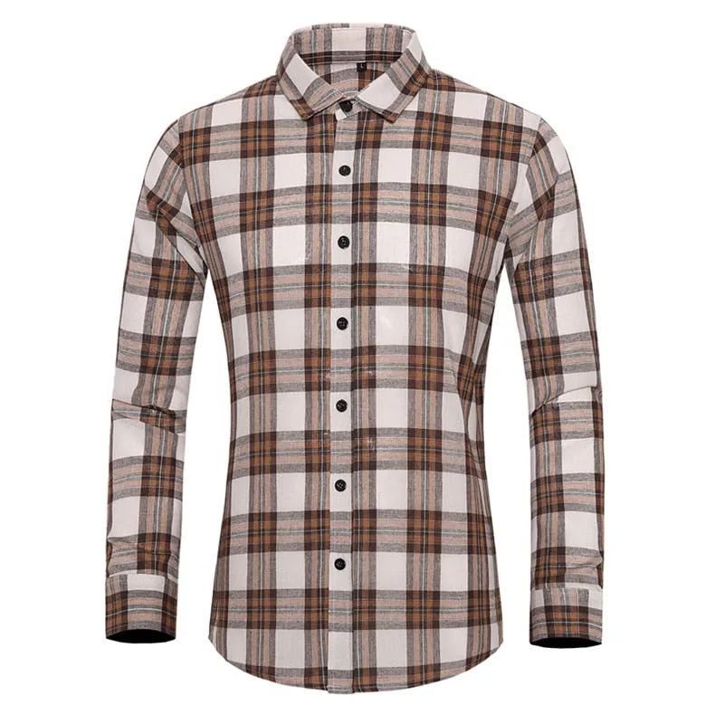 BWG Men's Fashion Classic Trendy Business Casual Long Sleeves Plaid Dress Shirt