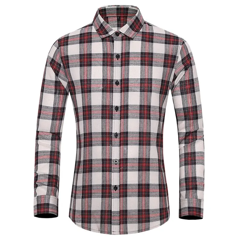 BWG Men's Fashion Classic Trendy Business Casual Long Sleeves Plaid Dress Shirt