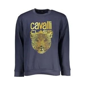 Cavalli Class Elegant Crew Neck Fleece Sweatshirt in Blue