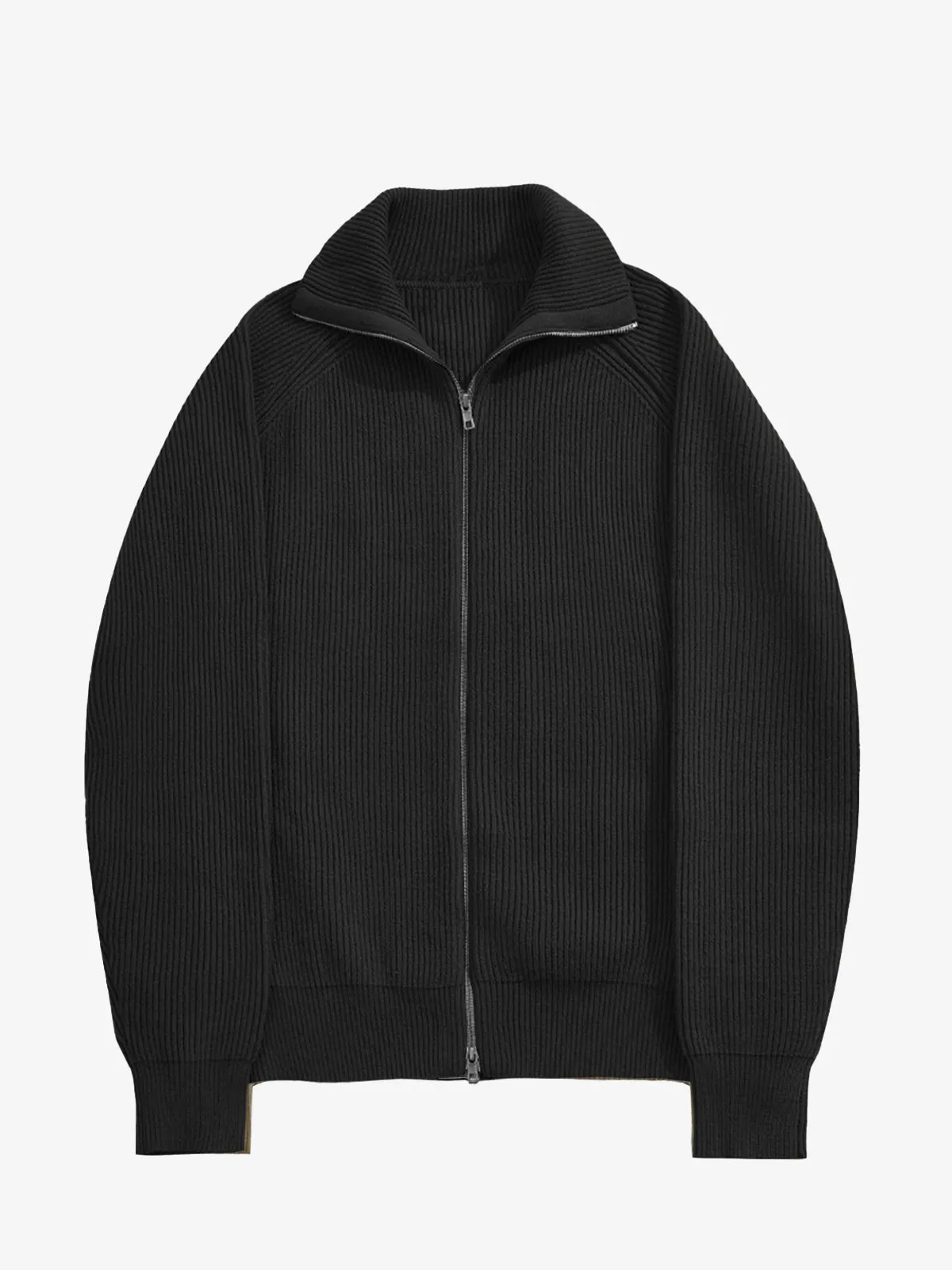 Cozy Ribbed Knit Zip-Up Hooded Sweater