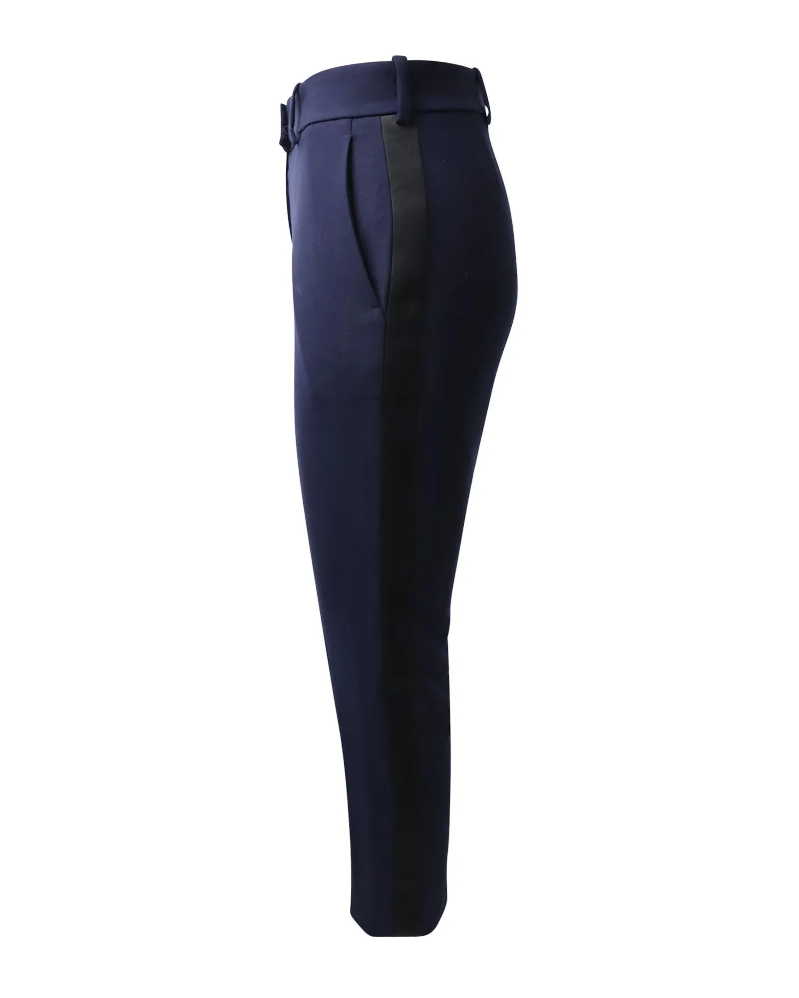 Cropped Wool Trousers with Satin Side Stripes