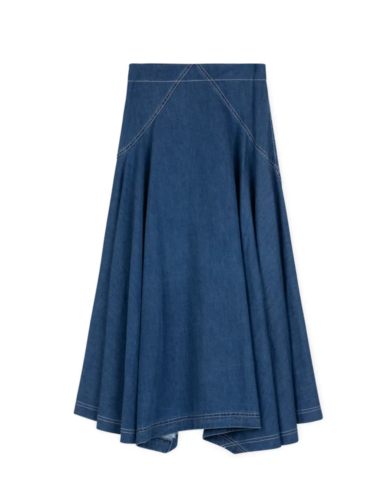 DENIM ASYMETRICAL MAXI SKIRT