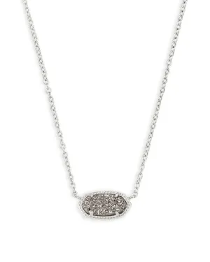 Elisa Silver Pendant Necklace In Platinum Drusy