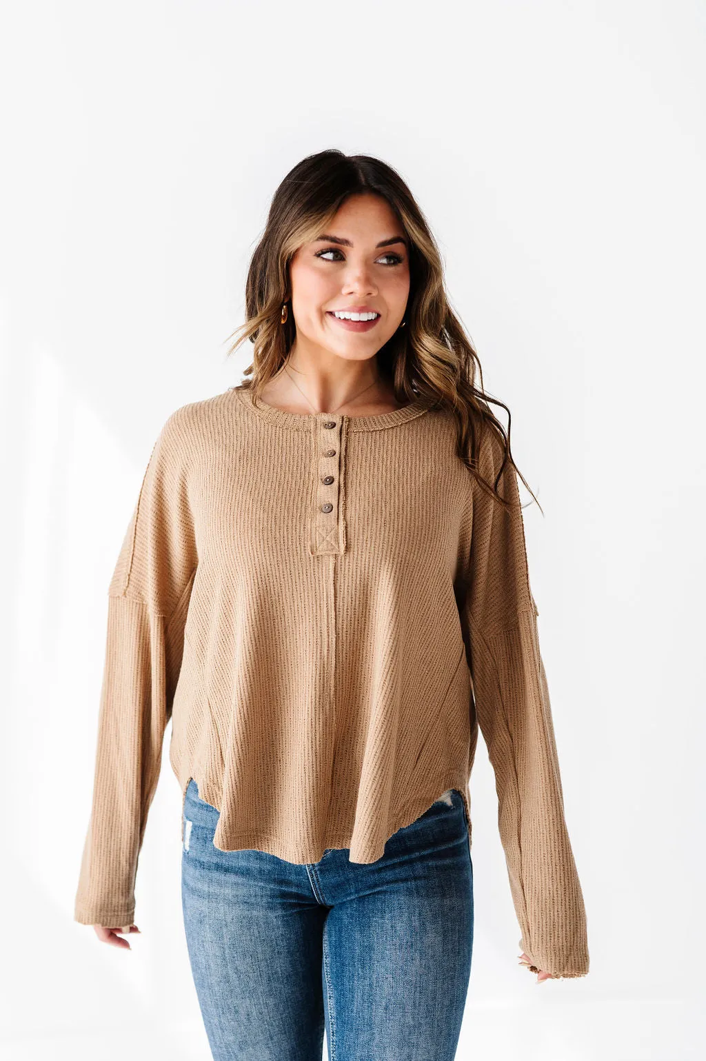 Ember Henley Top in Mocha