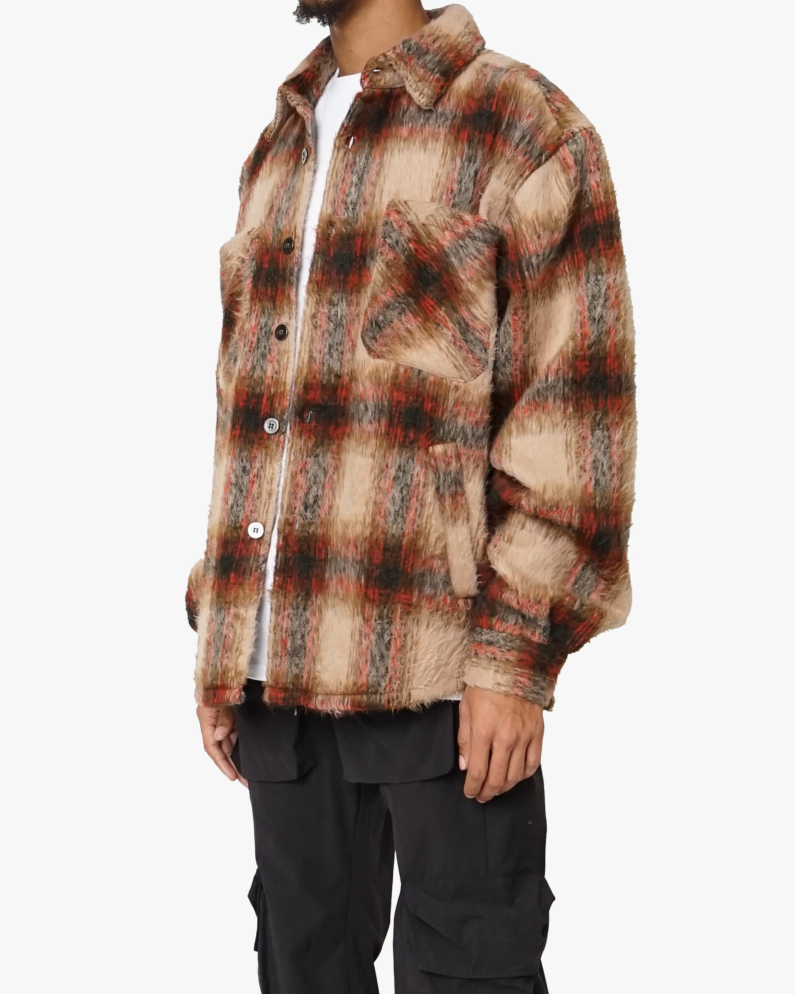 EPTM BIG N TALL SIDE SLIT FLANNEL-COFFEE