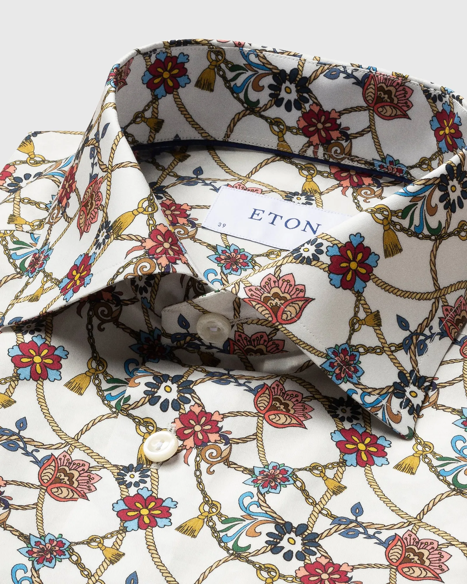 ETON 100002037 WHT CORD PRINT SLIM SC SHIRT