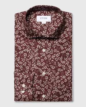 ETON 10000394057 MAROON PRINT SLIM SC SHIRT