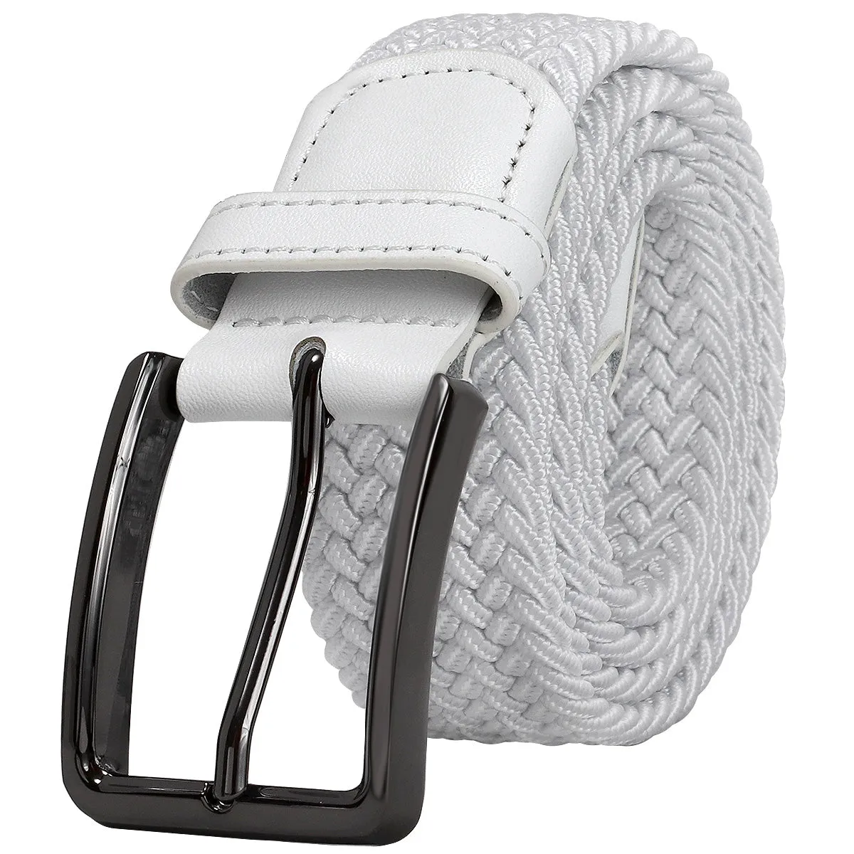 Falari Canvas Braided Stretch Belt with Black Buckle