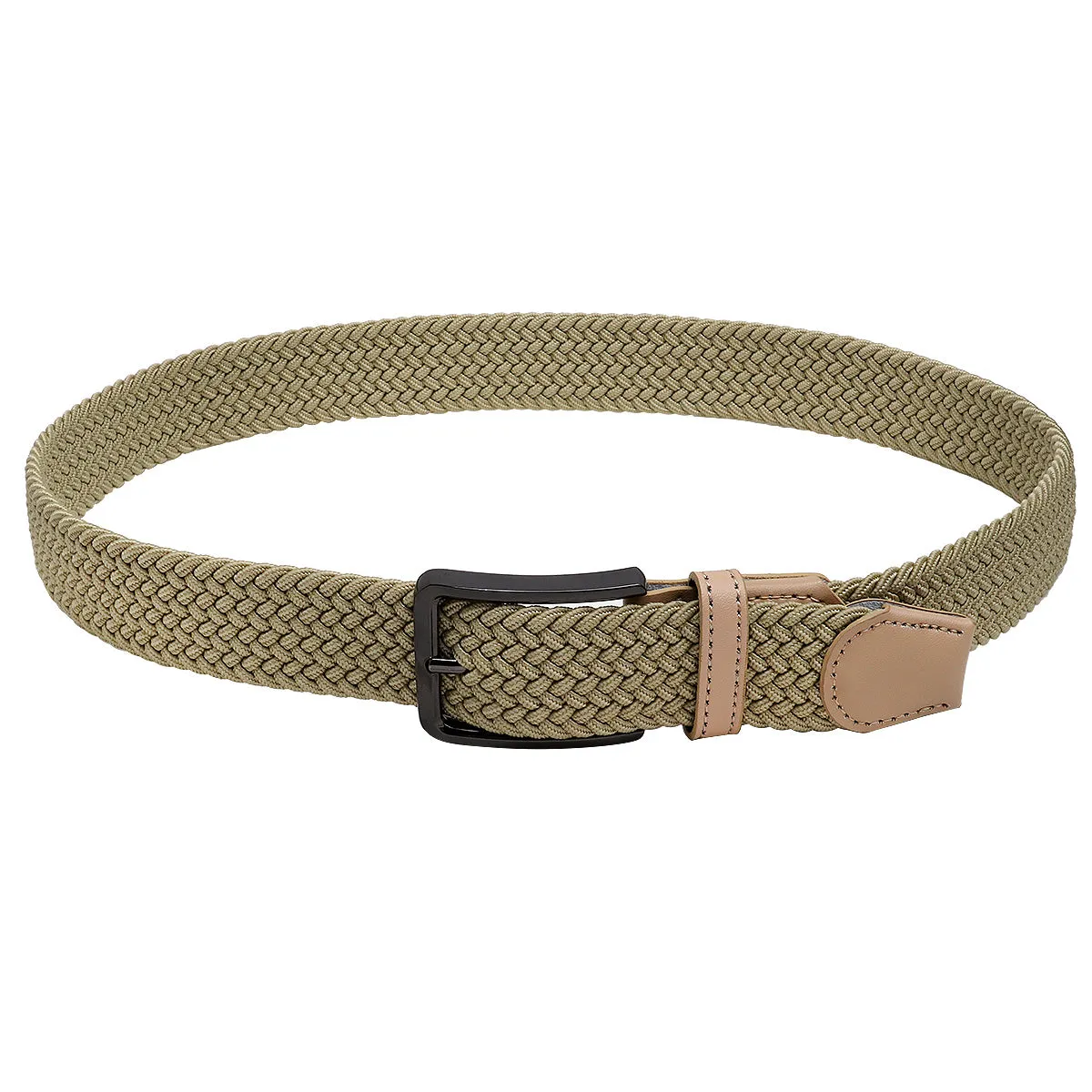 Falari Canvas Braided Stretch Belt with Black Buckle