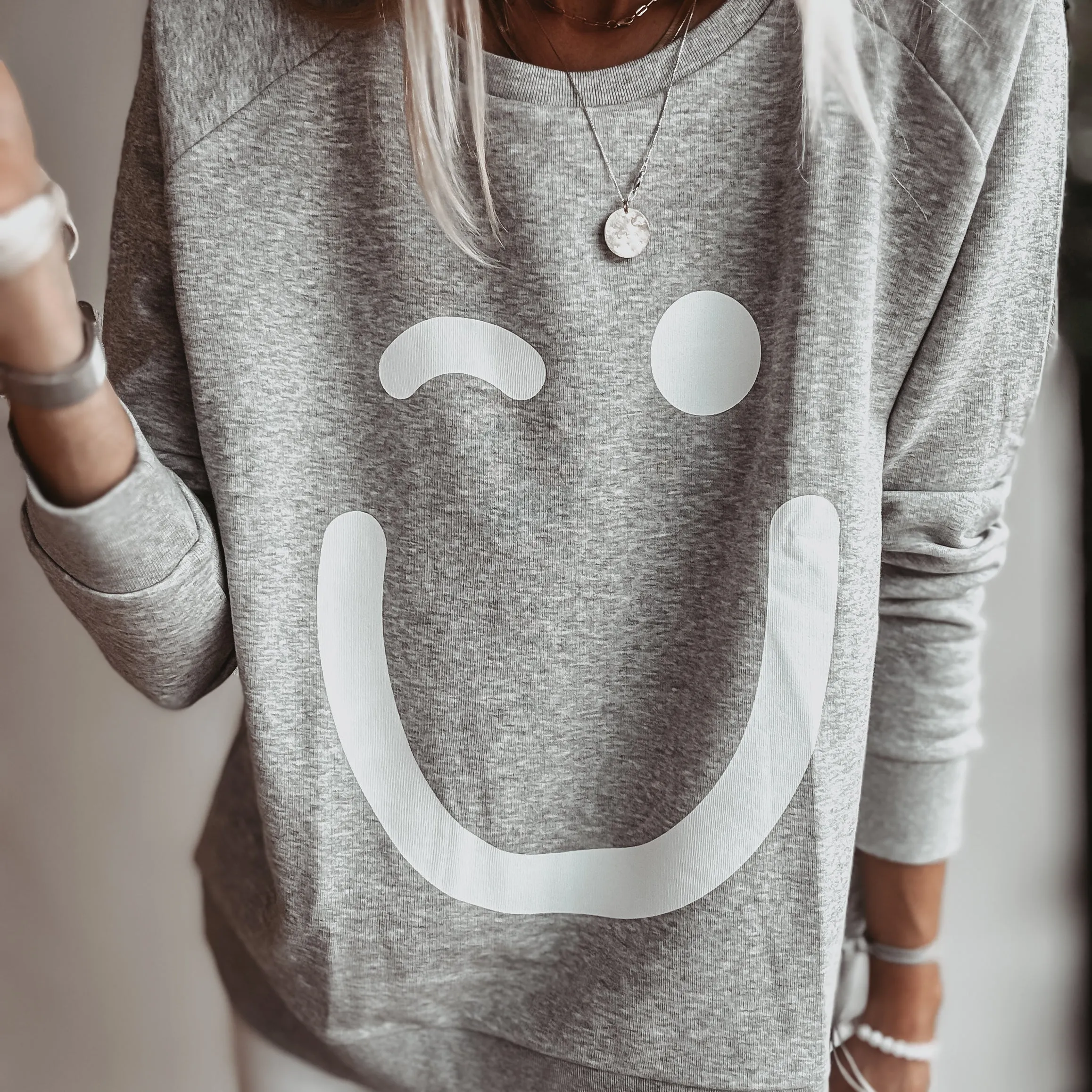 Grey Smiley sweatshirt *relaxed style* *NEW*