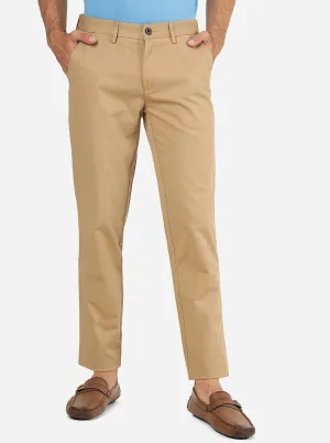 Khakhi Solid Uno Fit Casual Trouser | JadeBlue