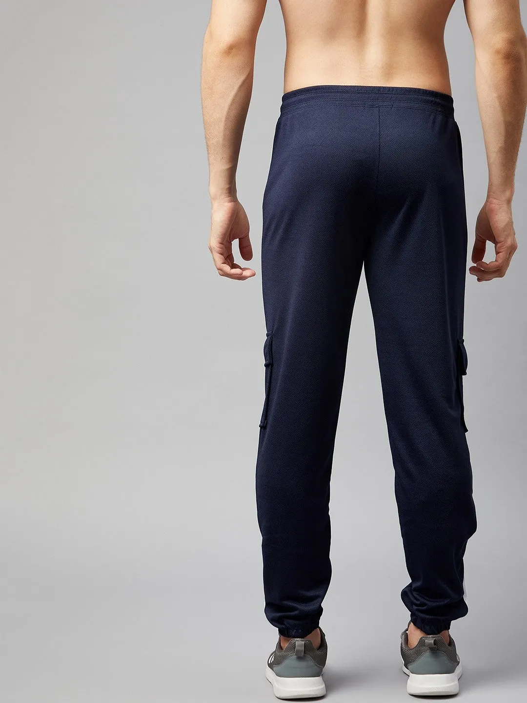 Men Colorblock Dark Blue Track Pants (Pack of 1)