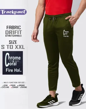 Men Olive Printed Track Pants (Pack of 1)