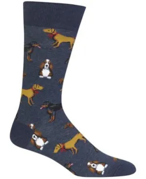 Men's Multi Dogs Crew Socks/Denim