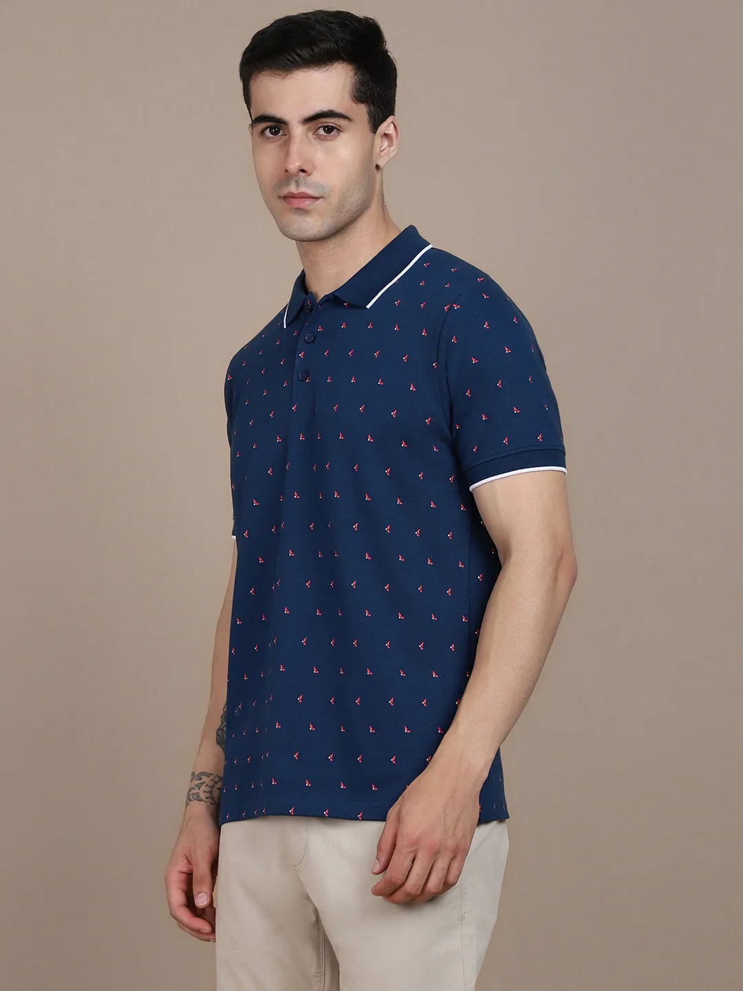 Men's Printed Polo Collar T-shirt