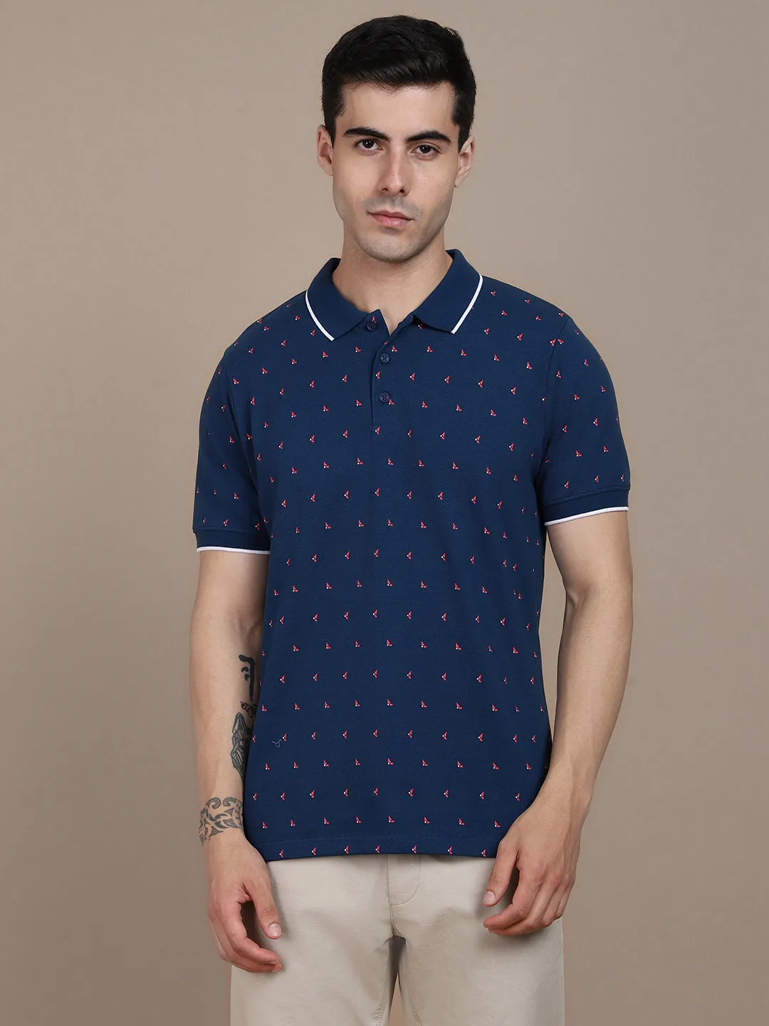 Men's Printed Polo Collar T-shirt