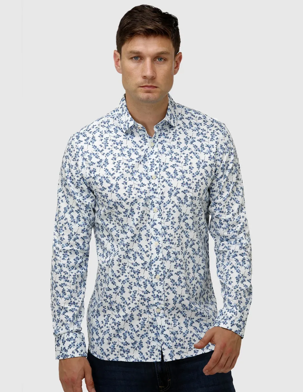 Paisley Print Satin Business Shirt