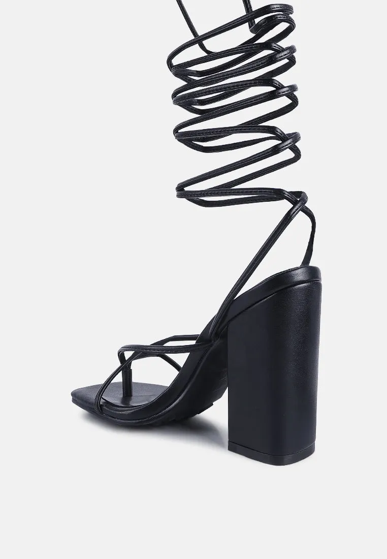 Pole Dance Lace Up Block Heel Sandals