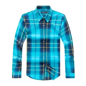 PRL Long sleeve Custom Made Designers Shirts For Men-Blue