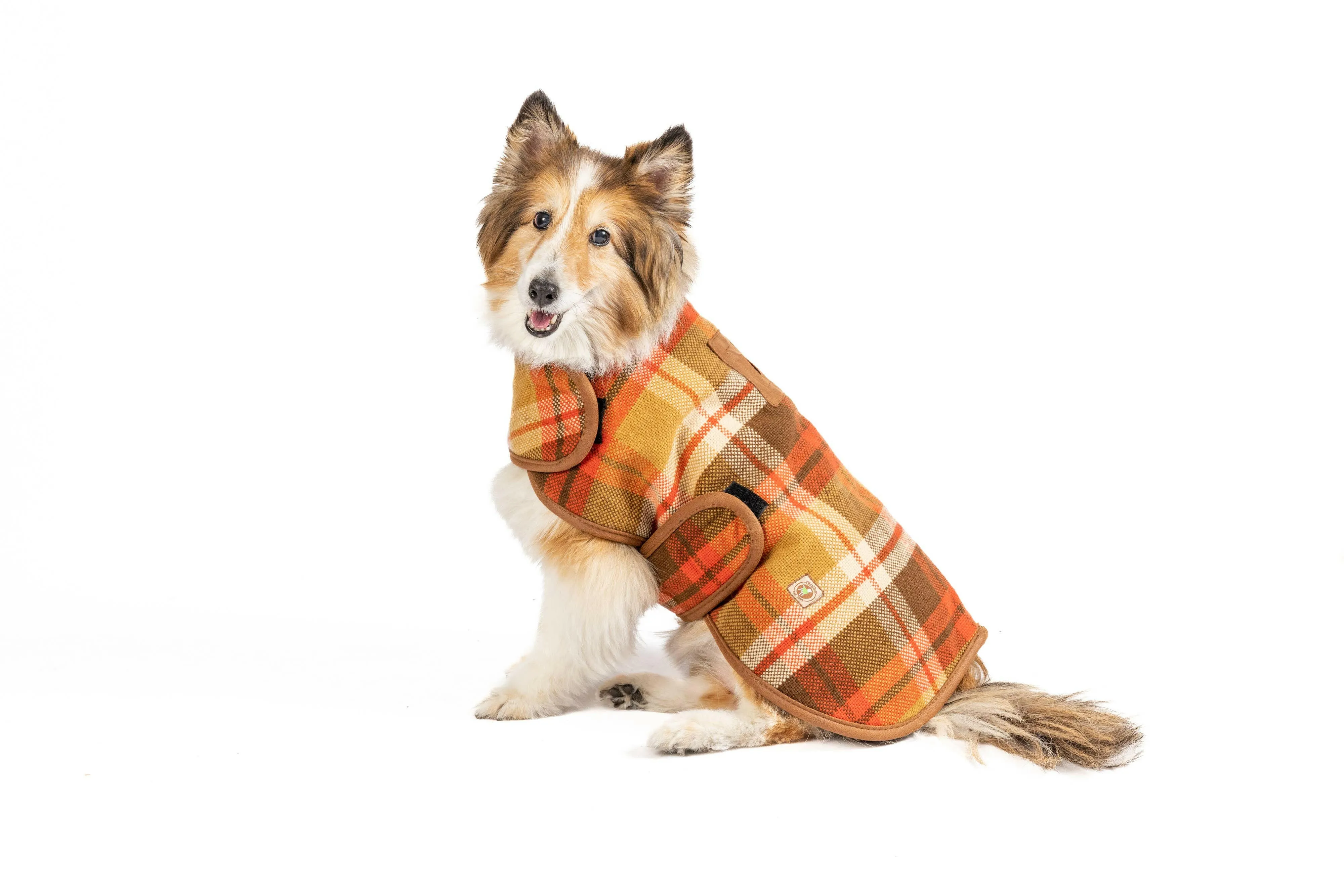 Rust Plaid Dog Blanket Coat