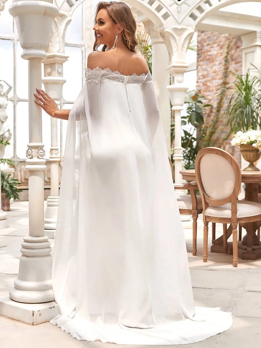 Stylish Chiffon Cloak Off shoulder Mermaid Wedding Dress