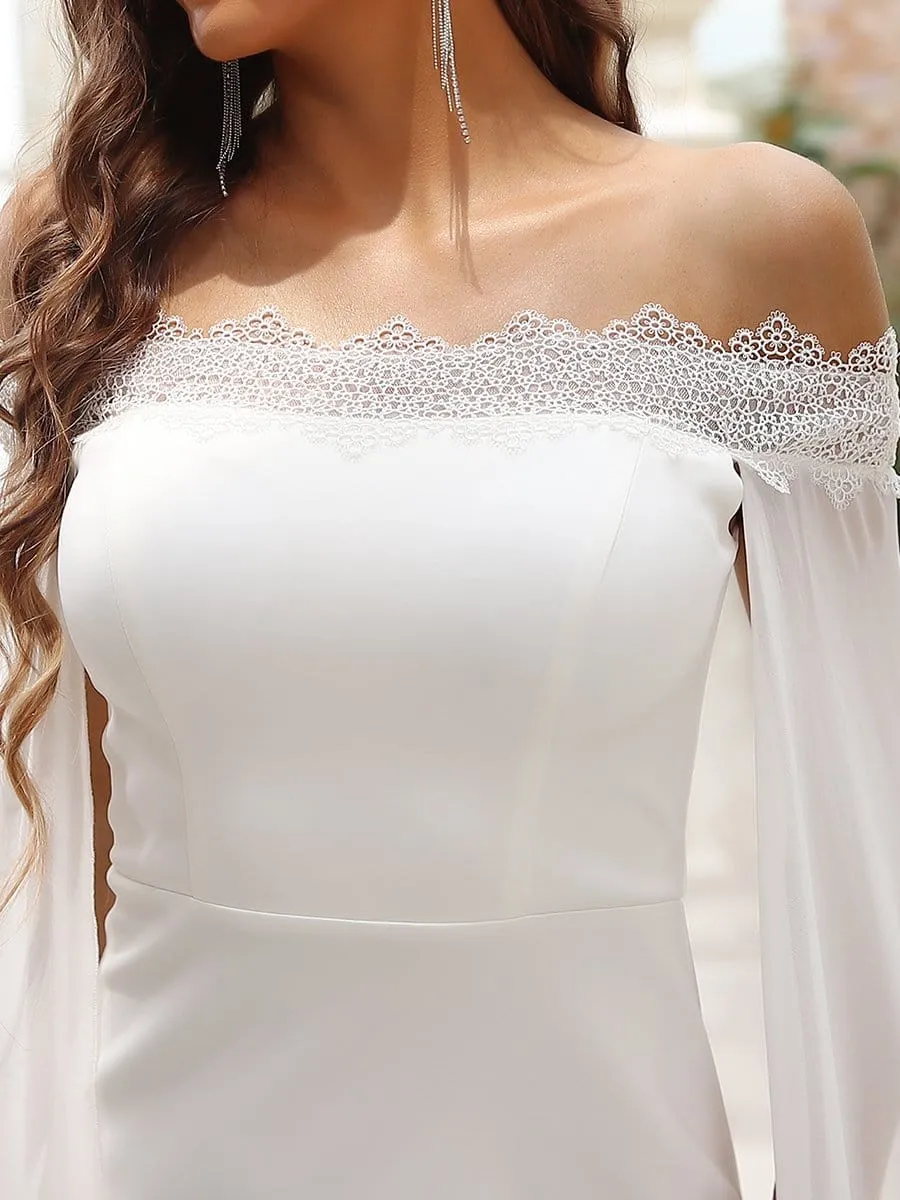 Stylish Chiffon Cloak Off shoulder Mermaid Wedding Dress