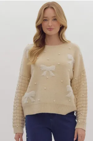 Taylor Sweater Featuring Pearls and Bow