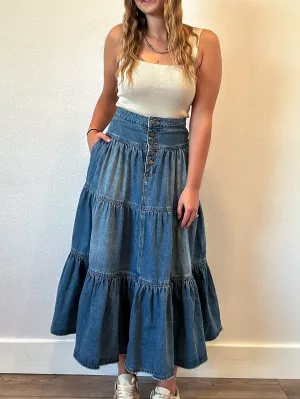 Tiered Denim Skirt