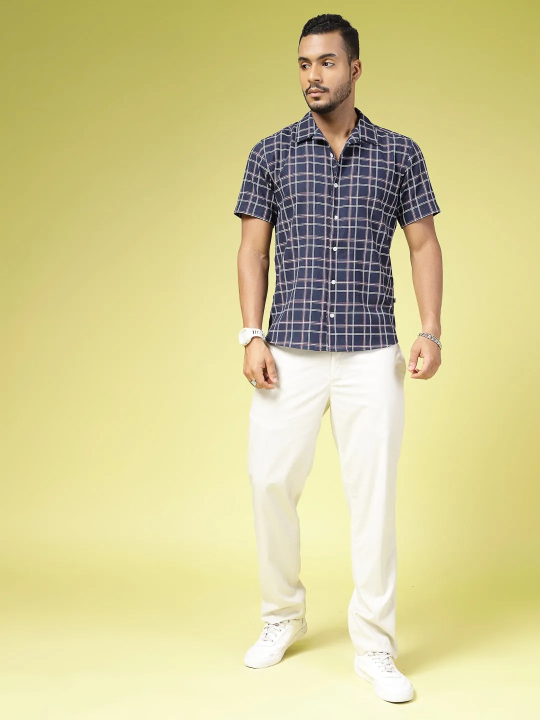 Trendy Men Cotton Check Shirt