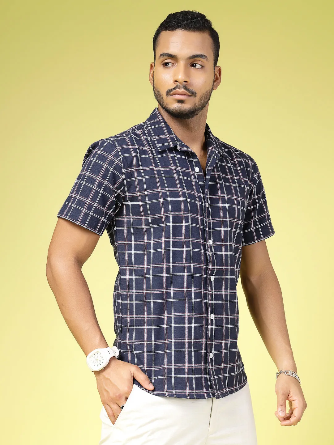 Trendy Men Cotton Check Shirt