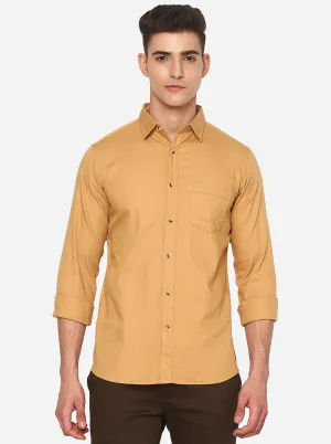 Tuffy Yellow Solid Slim Fit Semi Casual Shirt | JadeBlue