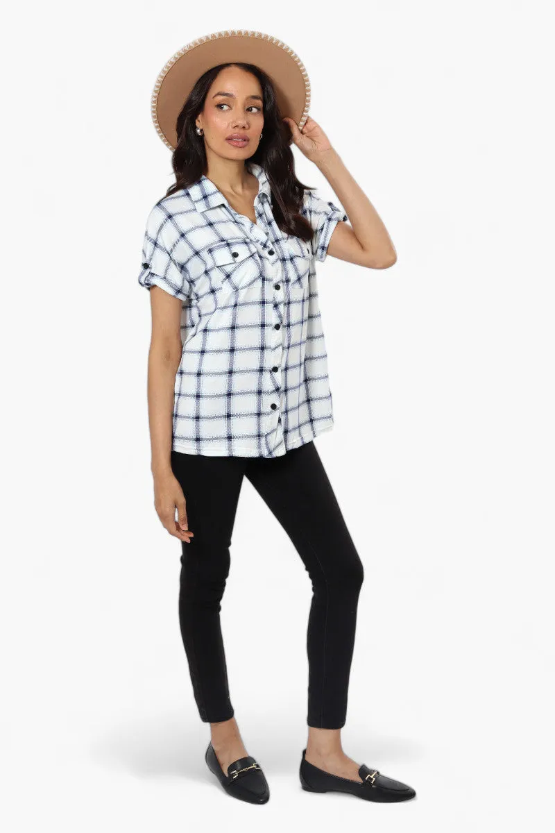 Urbanology Plaid Front Flap Pocket Shirt - White