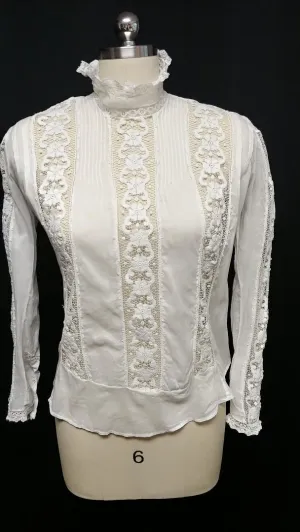 *VINTAGE '50s / '60s OPEN LACE WORK BLOUSE WITH EXQUISITE DETAILING