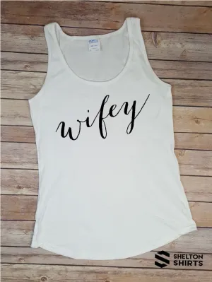 Wifey Trendy Script Regular Style Black Tank Top